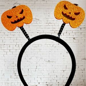 Glittery Orange Pumpkin Halloween Headband